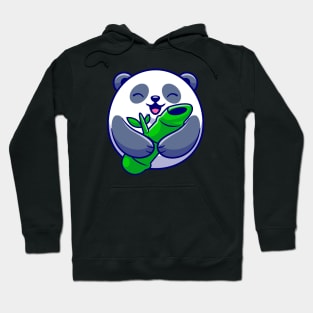 Cute Panda Holding Bamboo Cartoon Hoodie